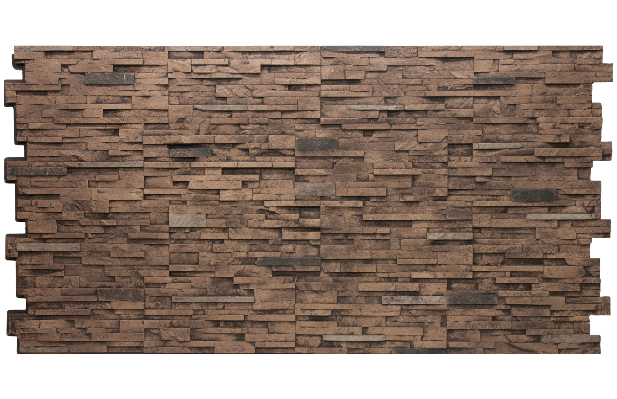 Warm brown stacked-stone faux panel stacked stone veneer, subtle dark accents in color fieldstone with interlocking edges