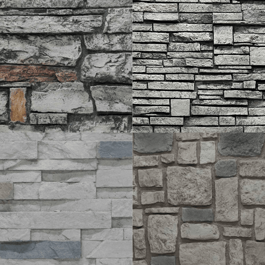 Grey Tones Stone Variety Sample Set, 4pcs - SMP - Fauxstonesheets