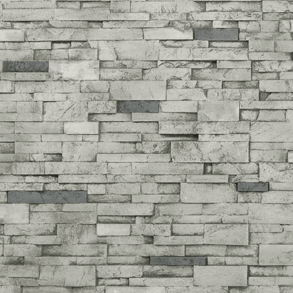 Stacked Stone Grande Grey Manor sample swatch with thin modern stacked ledge stones in soft gray and darker gray accents on a realistic faux stone panel